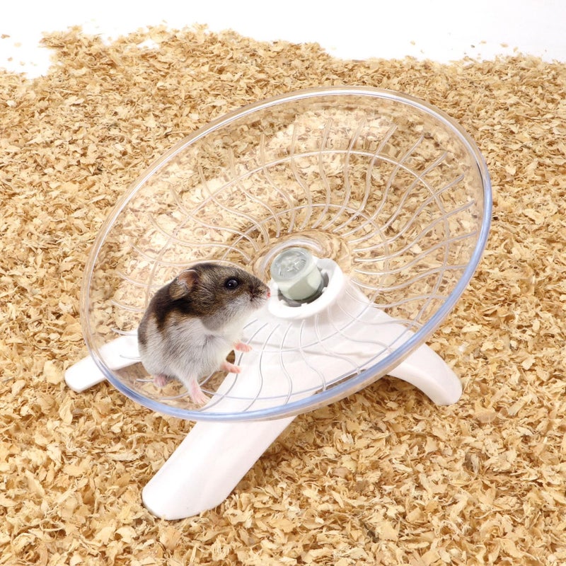 Reshiho Hamster Wheel Silent Hamster Exercise Wheel Running Spinner Hamster Flying Saucer for Hamsters Gerbils Mice and Other Small Pets (White) - Image 2